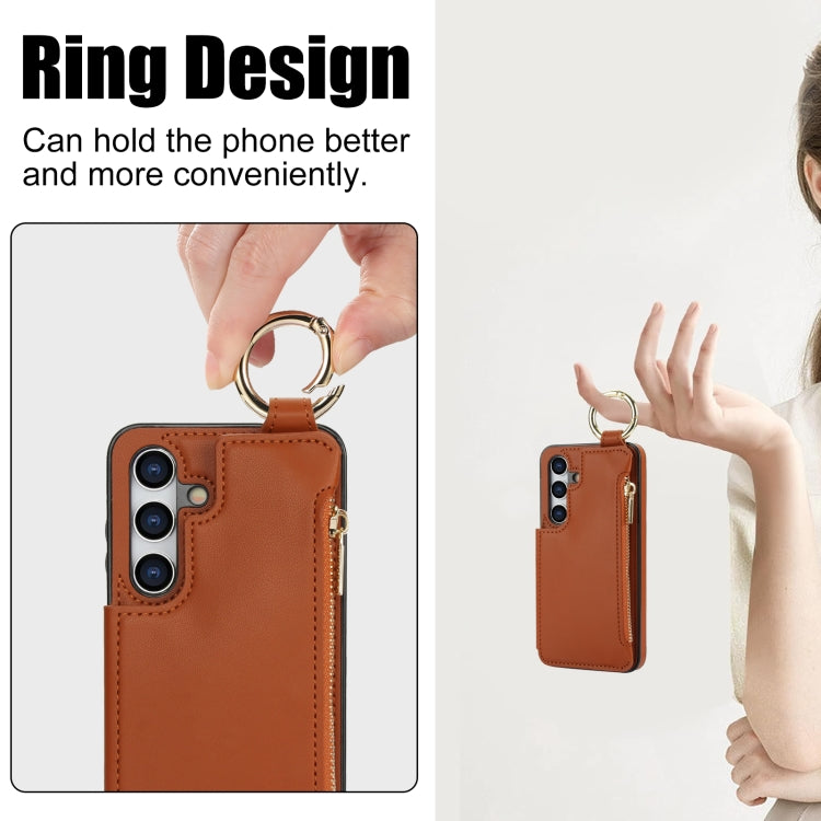 For Samsung Galaxy A35 5G RFlD Anti-theft Double Buckle Ring Zipper Card Phone Case