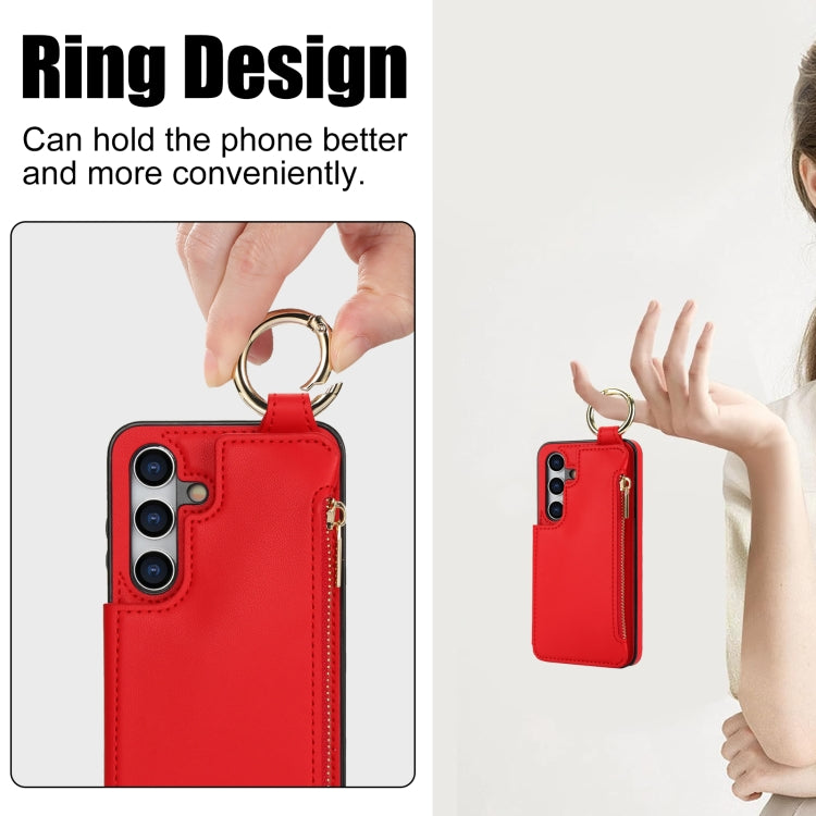 For Samsung Galaxy A25 4G / 5G RFlD Anti-theft Double Buckle Ring Zipper Card Phone Case