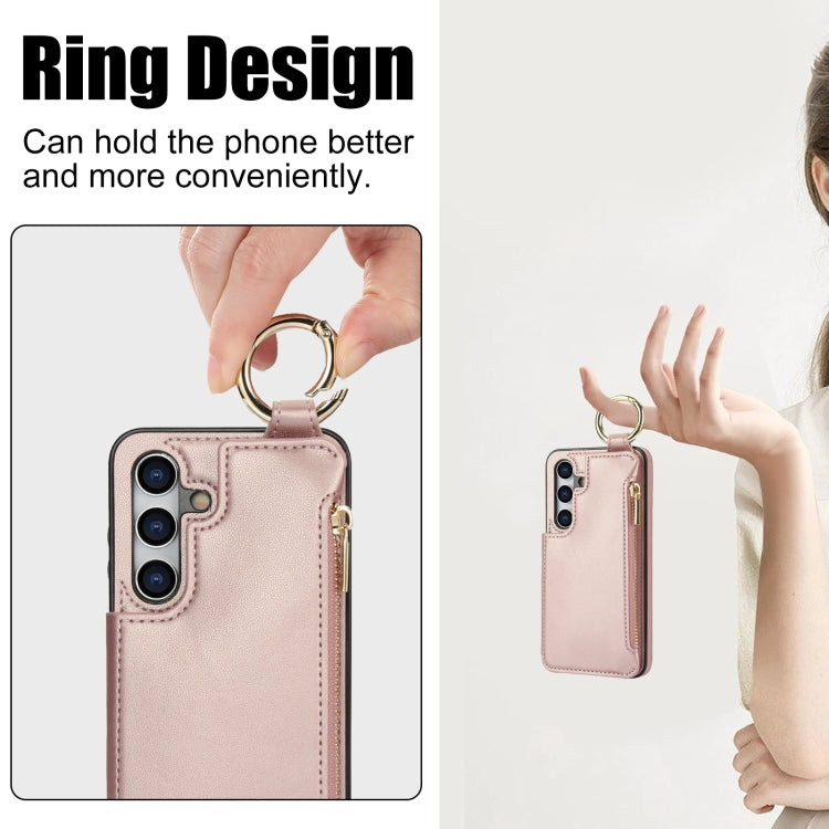 For Samsung Galaxy A25 4G / 5G RFlD Anti-theft Double Buckle Ring Zipper Card Phone Case