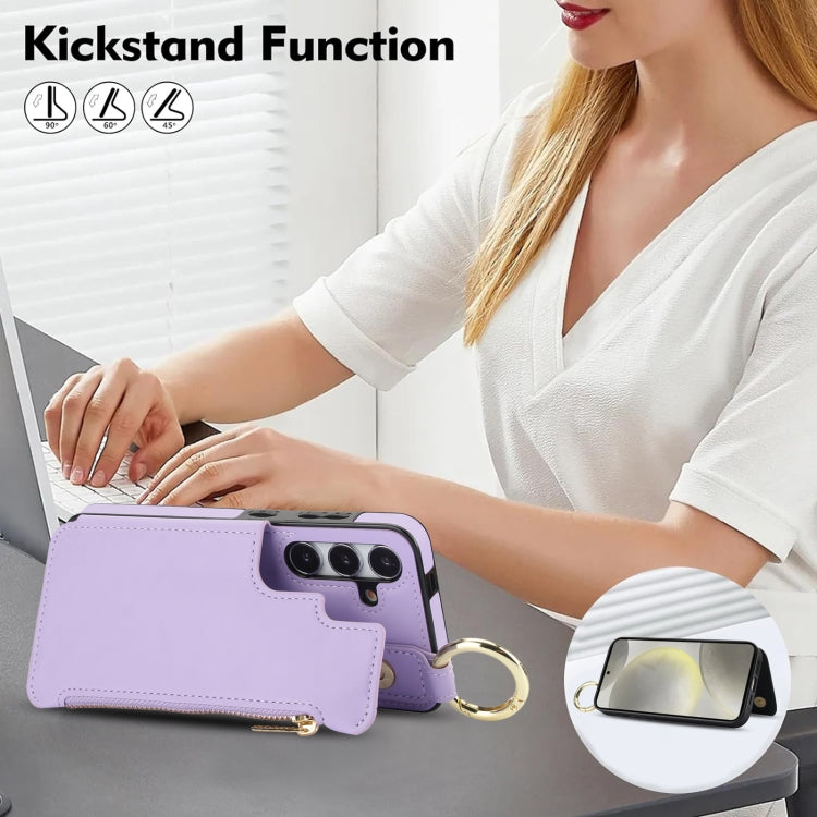 For Samsung Galaxy A25 4G / 5G RFlD Anti-theft Double Buckle Ring Zipper Card Phone Case
