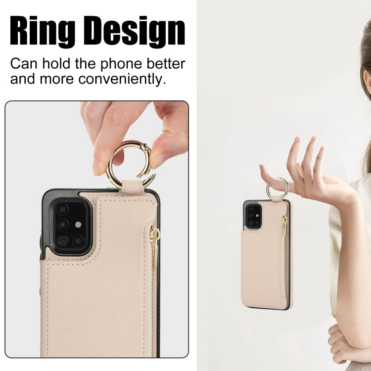 For Samsung Galaxy A51 4G RFlD Anti-theft Double Buckle Ring Zipper Card Phone Case