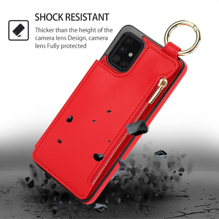 For Samsung Galaxy A51 4G RFlD Anti-theft Double Buckle Ring Zipper Card Phone Case