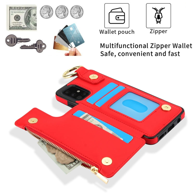 For Samsung Galaxy A51 4G RFlD Anti-theft Double Buckle Ring Zipper Card Phone Case