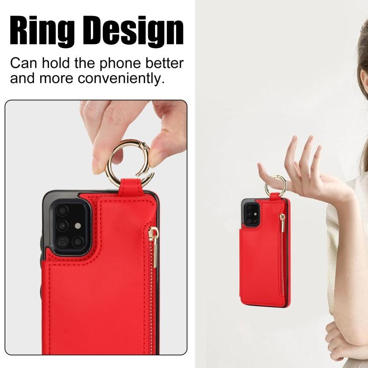 For Samsung Galaxy A51 4G RFlD Anti-theft Double Buckle Ring Zipper Card Phone Case