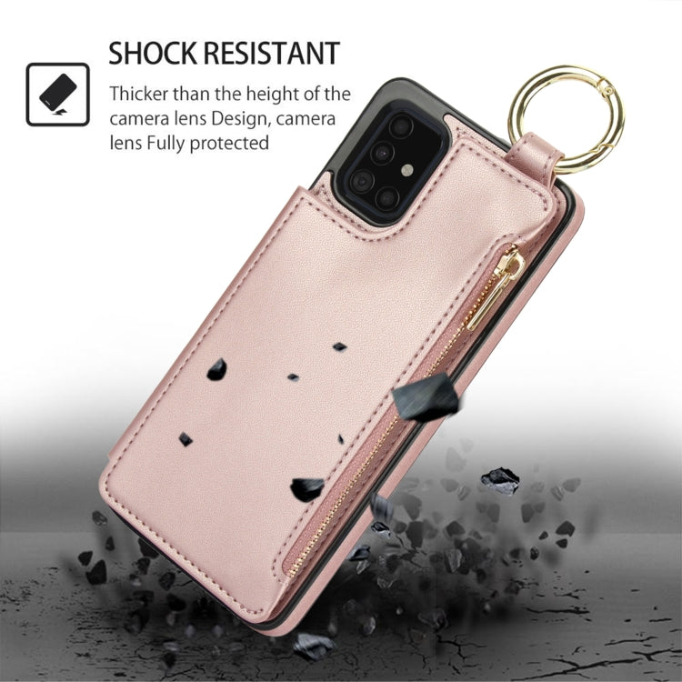For Samsung Galaxy A51 4G RFlD Anti-theft Double Buckle Ring Zipper Card Phone Case