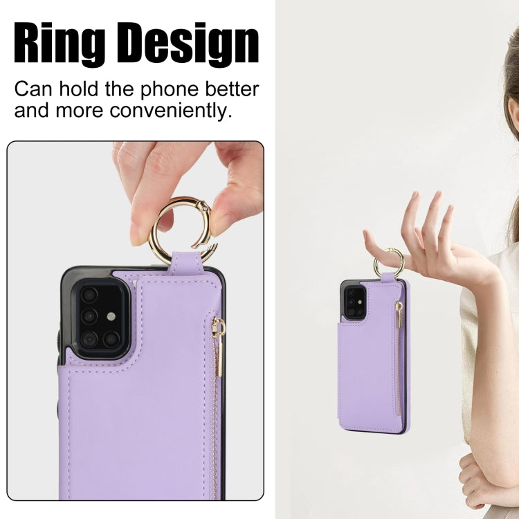 For Samsung Galaxy A51 4G RFlD Anti-theft Double Buckle Ring Zipper Card Phone Case