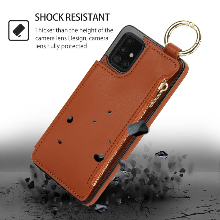 For Samsung Galaxy A51 4G RFlD Anti-theft Double Buckle Ring Zipper Card Phone Case