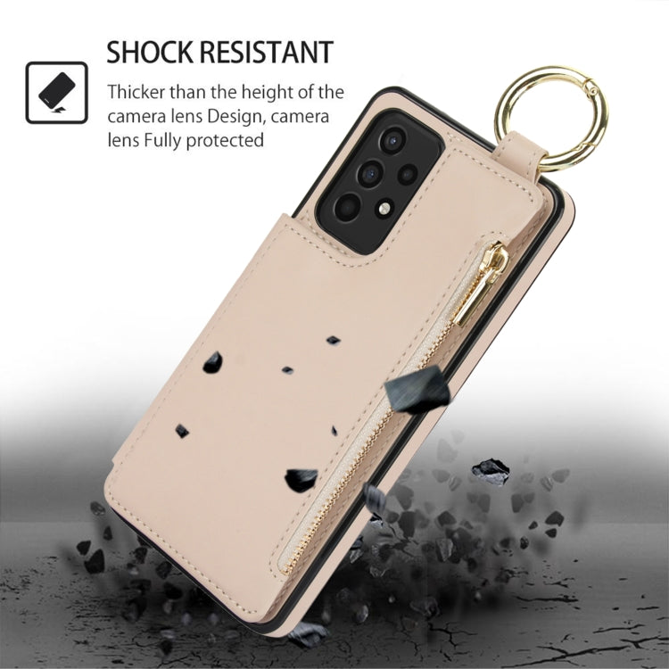 For Samsung Galaxy A52 4G / 5G RFlD Anti-theft Double Buckle Ring Zipper Card Phone Case