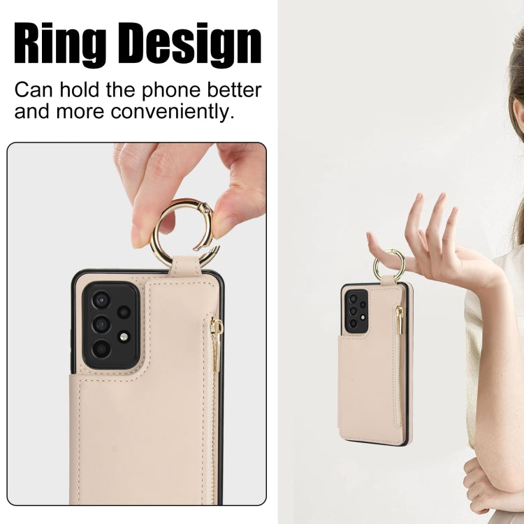 For Samsung Galaxy A52 4G / 5G RFlD Anti-theft Double Buckle Ring Zipper Card Phone Case
