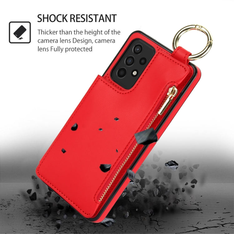 For Samsung Galaxy A52 4G / 5G RFlD Anti-theft Double Buckle Ring Zipper Card Phone Case