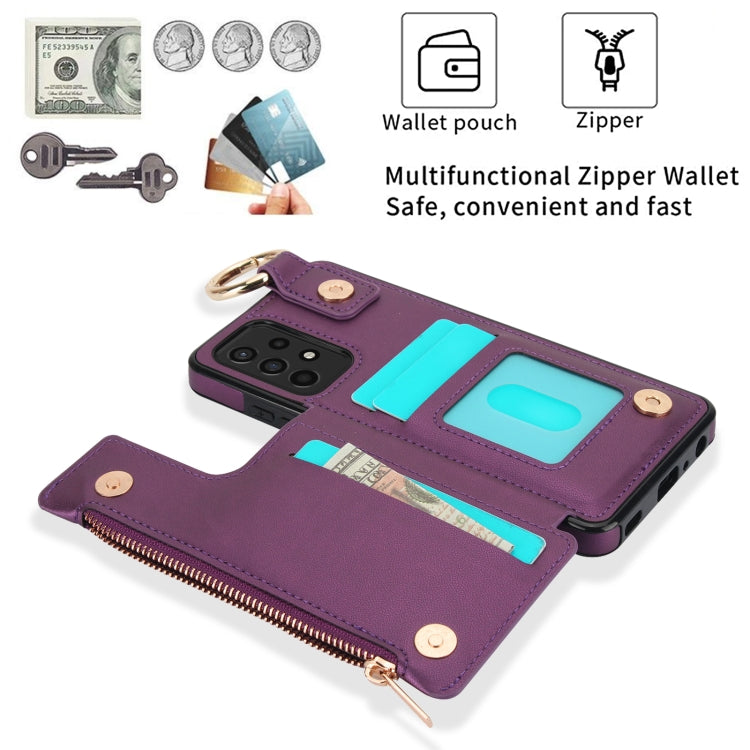 For Samsung Galaxy A52 4G / 5G RFlD Anti-theft Double Buckle Ring Zipper Card Phone Case