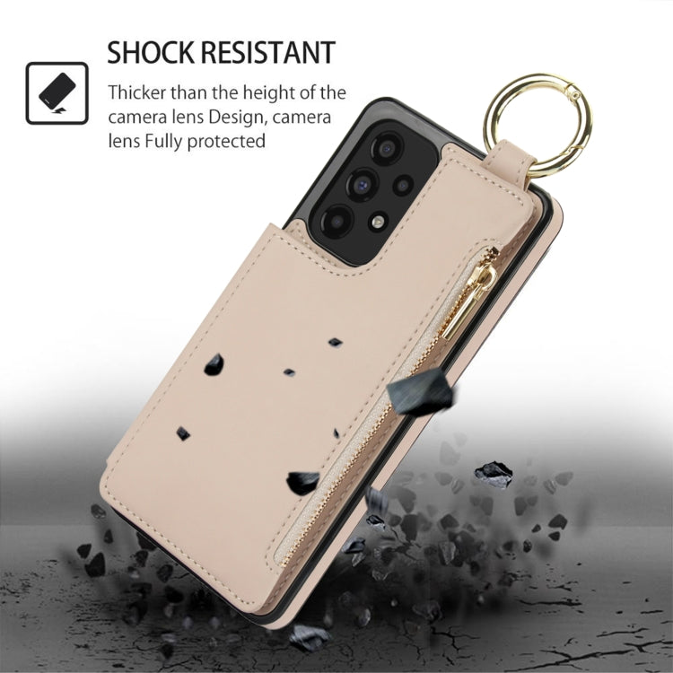 For Samsung Galaxy A53 4G / 5G RFlD Anti-theft Double Buckle Ring Zipper Card Phone Case
