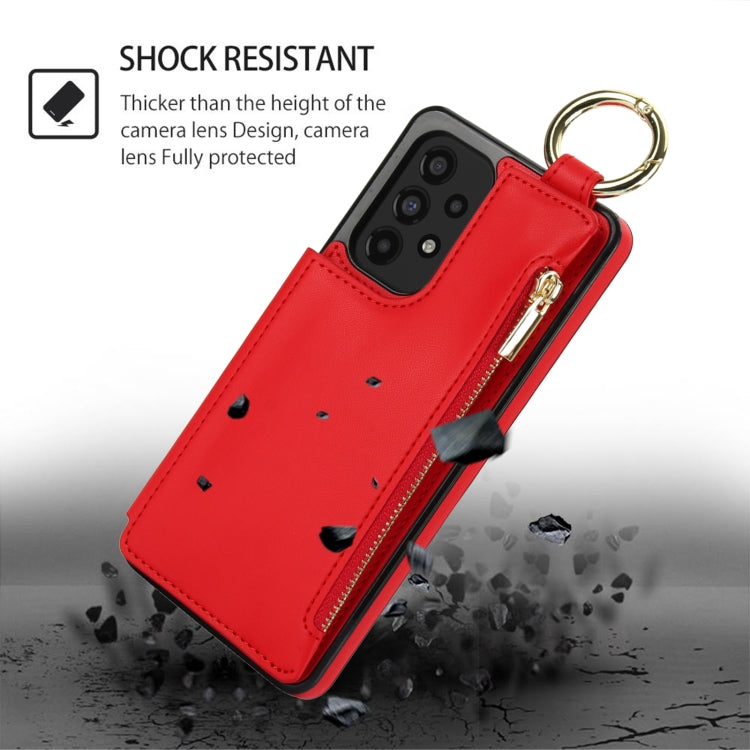 For Samsung Galaxy A53 4G / 5G RFlD Anti-theft Double Buckle Ring Zipper Card Phone Case