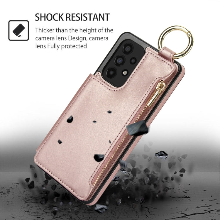 For Samsung Galaxy A53 4G / 5G RFlD Anti-theft Double Buckle Ring Zipper Card Phone Case
