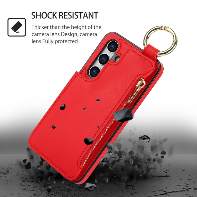 For Samsung Galaxy A55 5G RFlD Anti-theft Double Buckle Ring Zipper Card Phone Case