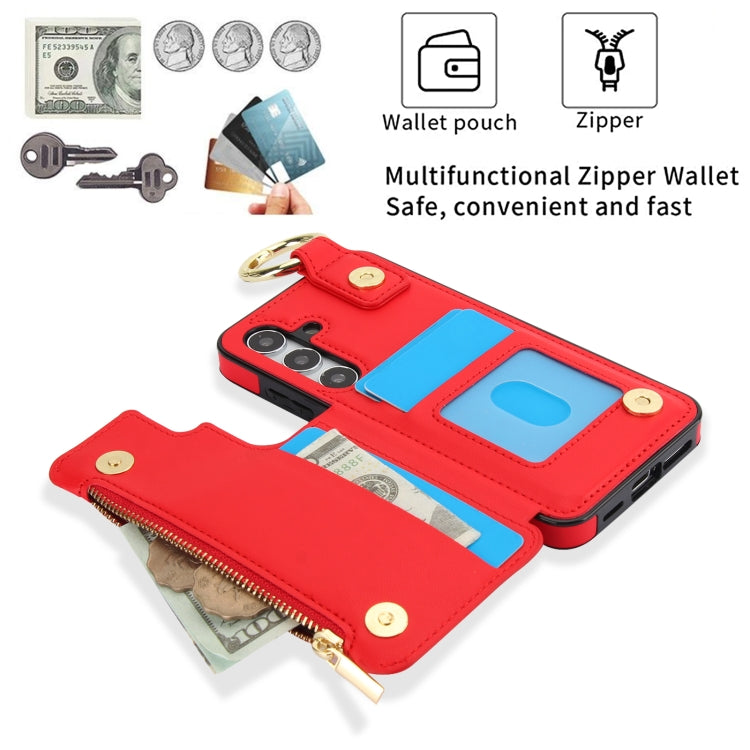 For Samsung Galaxy A55 5G RFlD Anti-theft Double Buckle Ring Zipper Card Phone Case