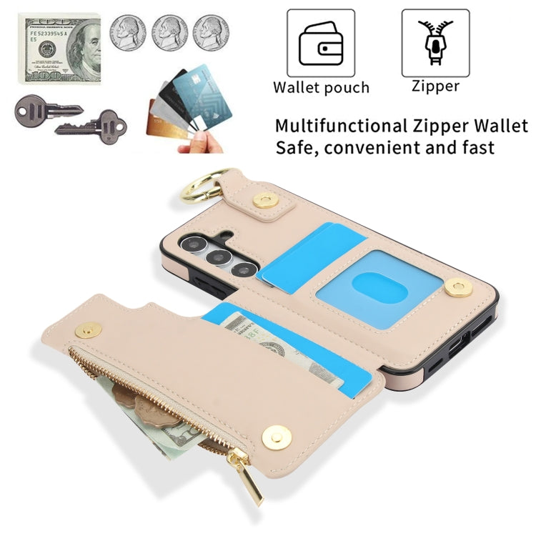 For Samsung Galaxy A15 4G / 5G RFlD Anti-theft Double Buckle Ring Zipper Card Phone Case