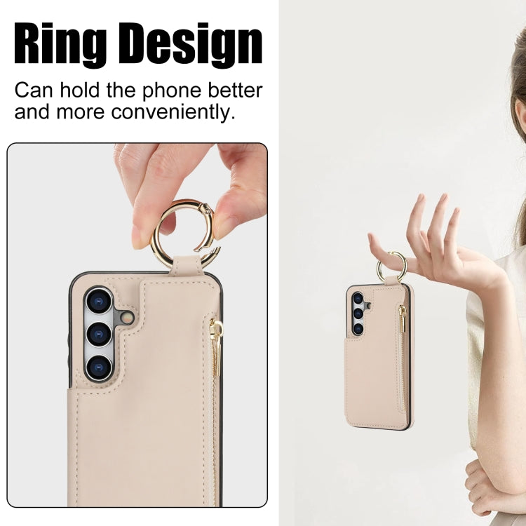 For Samsung Galaxy A15 4G / 5G RFlD Anti-theft Double Buckle Ring Zipper Card Phone Case