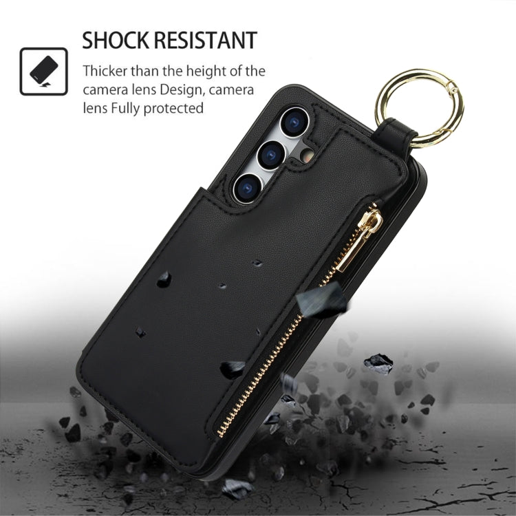 For Samsung Galaxy A15 4G / 5G RFlD Anti-theft Double Buckle Ring Zipper Card Phone Case