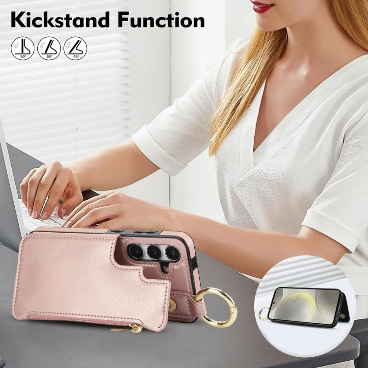 For Samsung Galaxy A15 4G / 5G RFlD Anti-theft Double Buckle Ring Zipper Card Phone Case