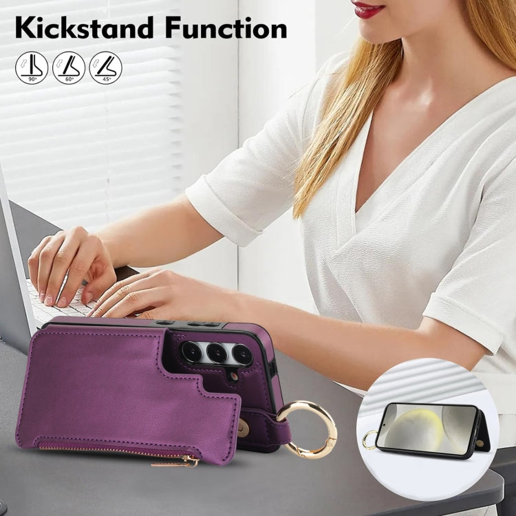 For Samsung Galaxy A15 4G / 5G RFlD Anti-theft Double Buckle Ring Zipper Card Phone Case