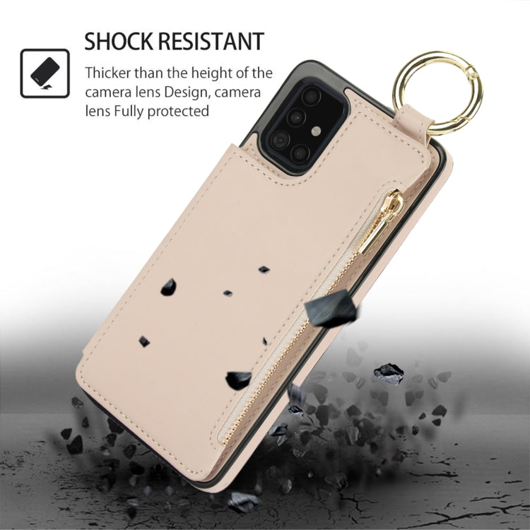 For Samsung Galaxy A71 4G RFlD Anti-theft Double Buckle Ring Zipper Card Phone Case