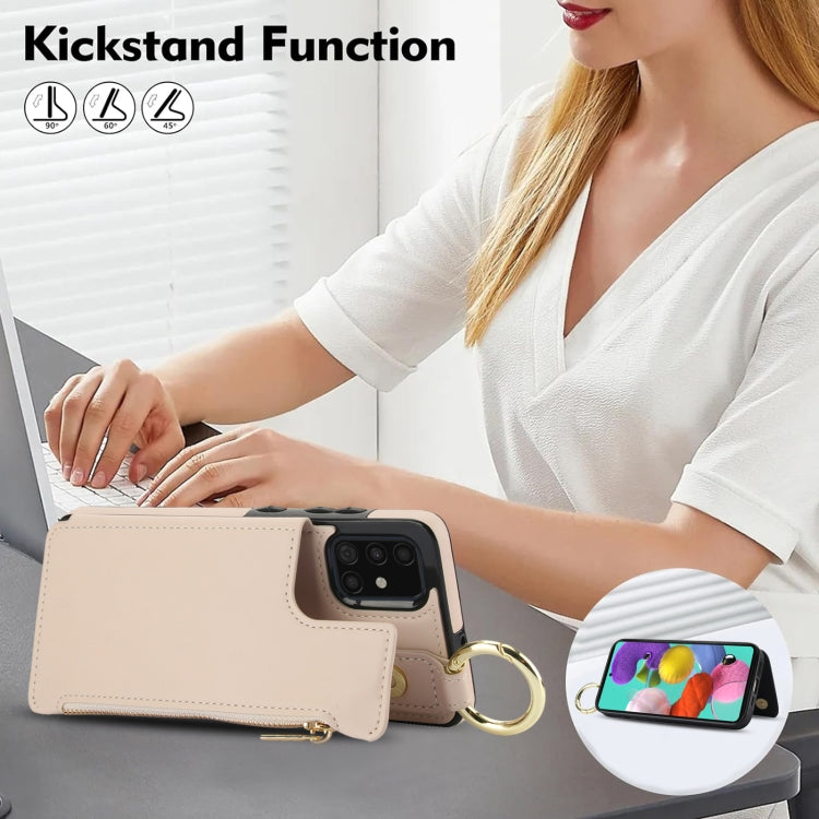 For Samsung Galaxy A71 4G RFlD Anti-theft Double Buckle Ring Zipper Card Phone Case