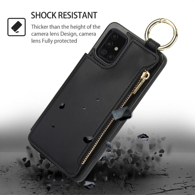 For Samsung Galaxy A71 4G RFlD Anti-theft Double Buckle Ring Zipper Card Phone Case