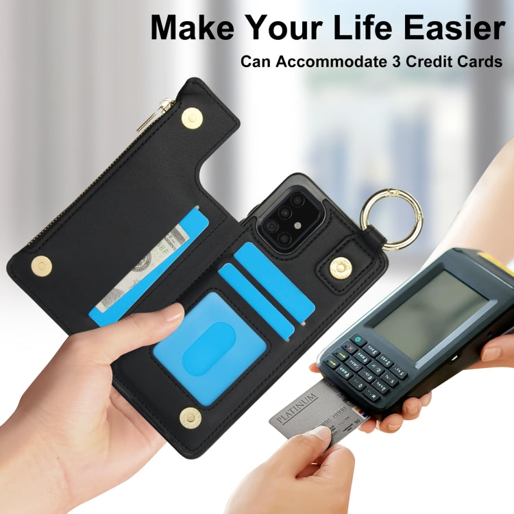 For Samsung Galaxy A71 4G RFlD Anti-theft Double Buckle Ring Zipper Card Phone Case