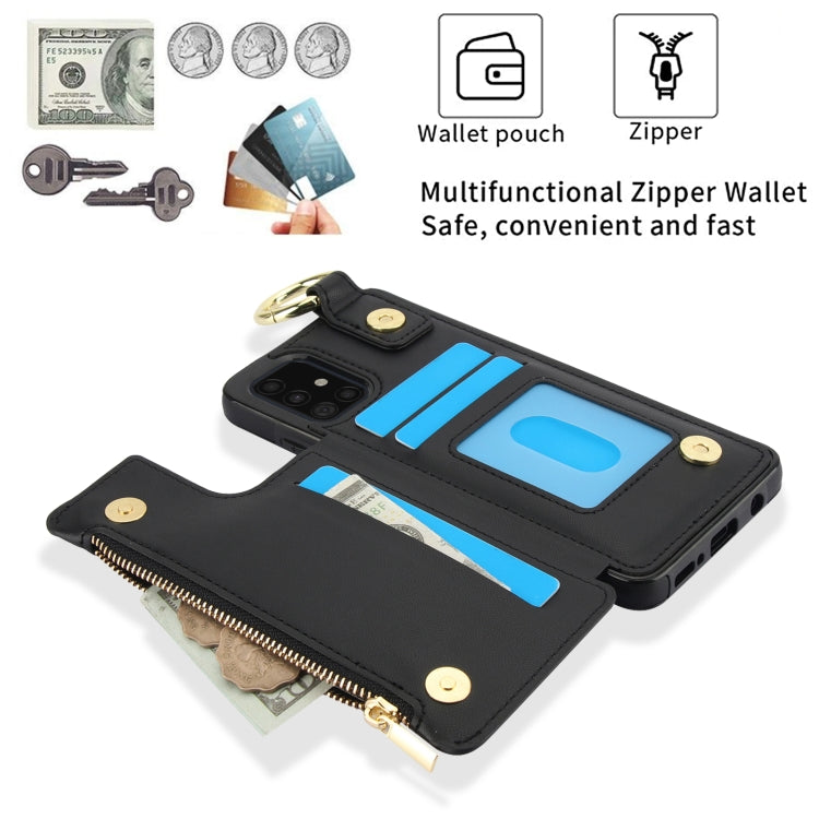 For Samsung Galaxy A71 4G RFlD Anti-theft Double Buckle Ring Zipper Card Phone Case
