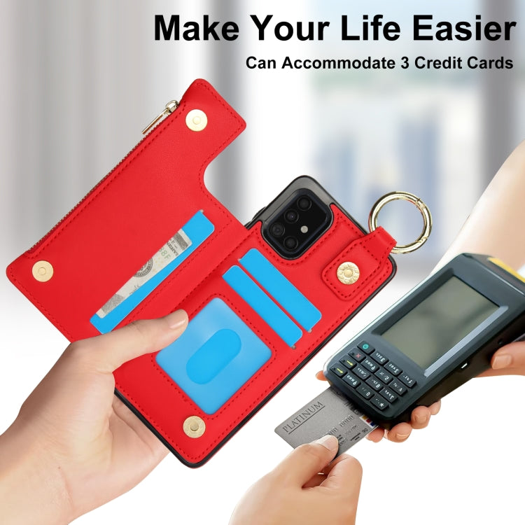 For Samsung Galaxy A71 4G RFlD Anti-theft Double Buckle Ring Zipper Card Phone Case