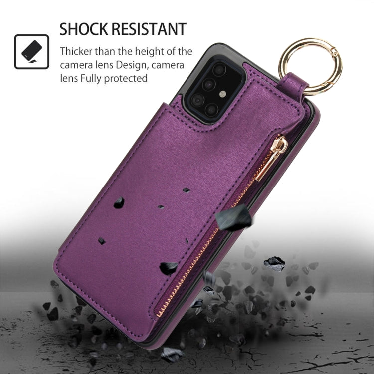 For Samsung Galaxy A71 4G RFlD Anti-theft Double Buckle Ring Zipper Card Phone Case