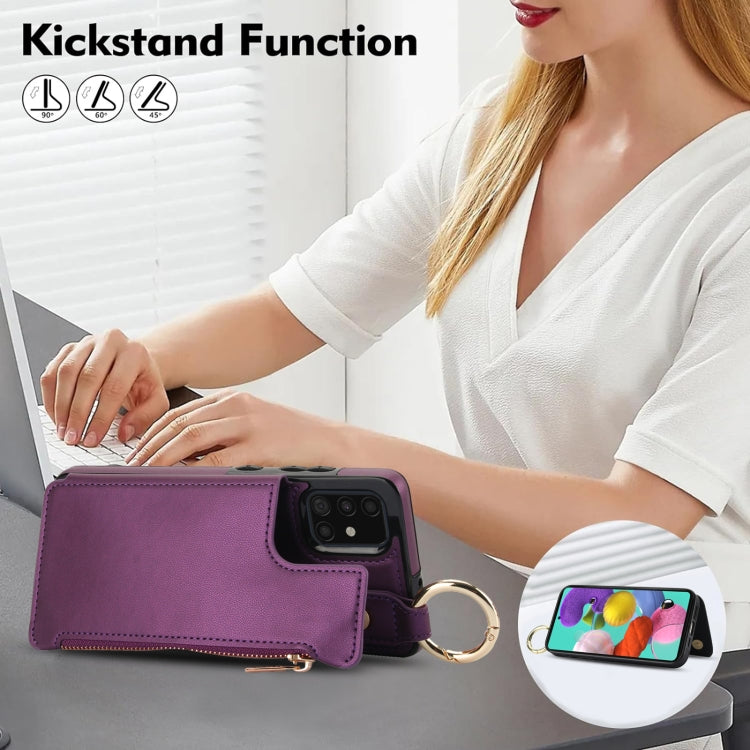 For Samsung Galaxy A71 4G RFlD Anti-theft Double Buckle Ring Zipper Card Phone Case