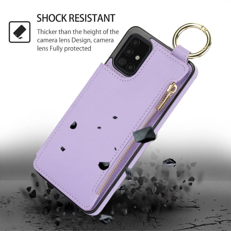 For Samsung Galaxy A71 4G RFlD Anti-theft Double Buckle Ring Zipper Card Phone Case