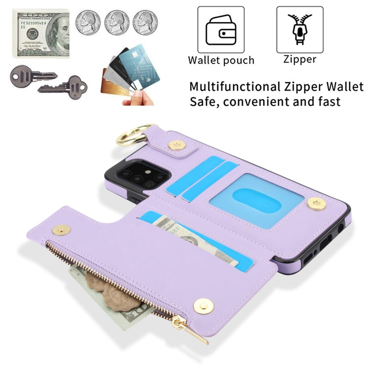 For Samsung Galaxy A71 4G RFlD Anti-theft Double Buckle Ring Zipper Card Phone Case