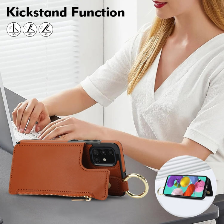 For Samsung Galaxy A71 4G RFlD Anti-theft Double Buckle Ring Zipper Card Phone Case