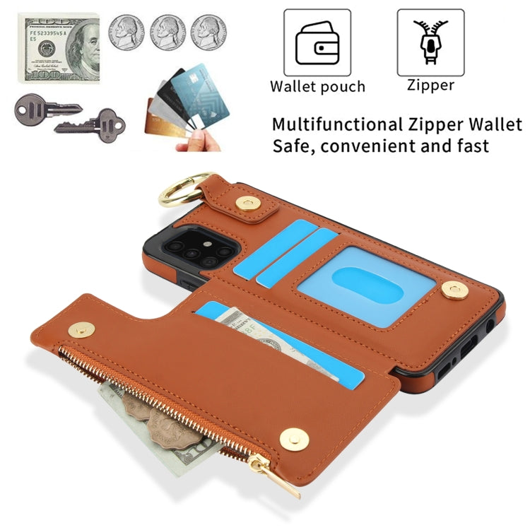 For Samsung Galaxy A71 4G RFlD Anti-theft Double Buckle Ring Zipper Card Phone Case