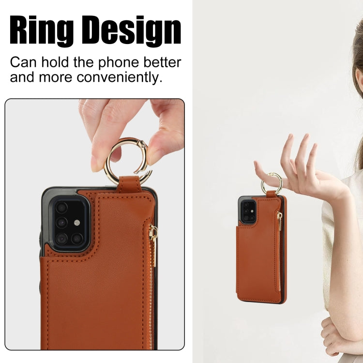 For Samsung Galaxy A71 4G RFlD Anti-theft Double Buckle Ring Zipper Card Phone Case