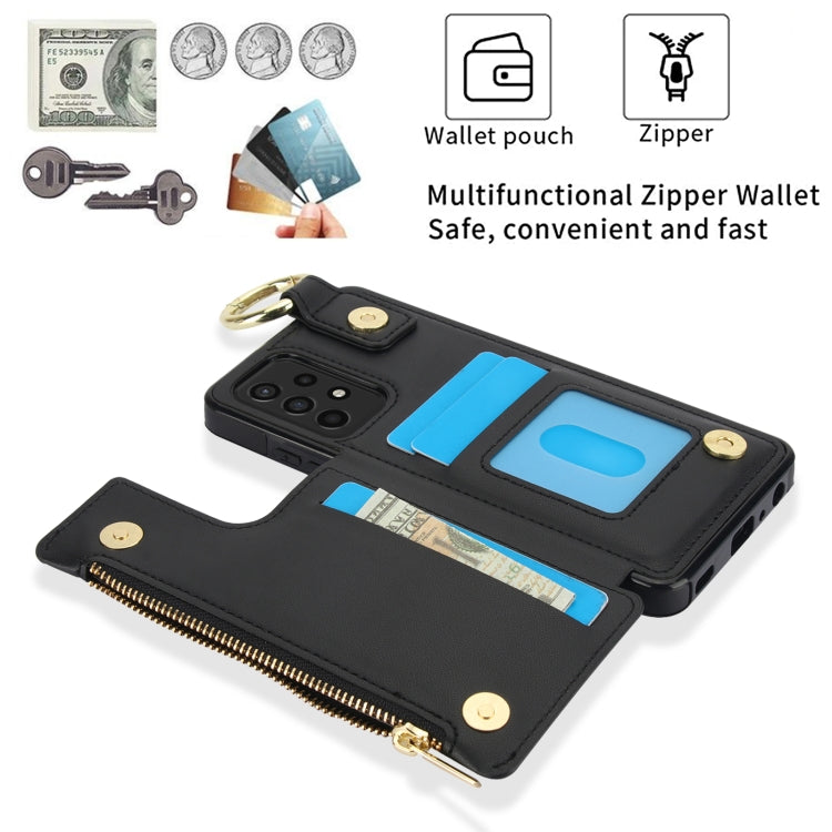 For Samsung Galaxy A72 4G / 5G RFlD Anti-theft Double Buckle Ring Zipper Card Phone Case