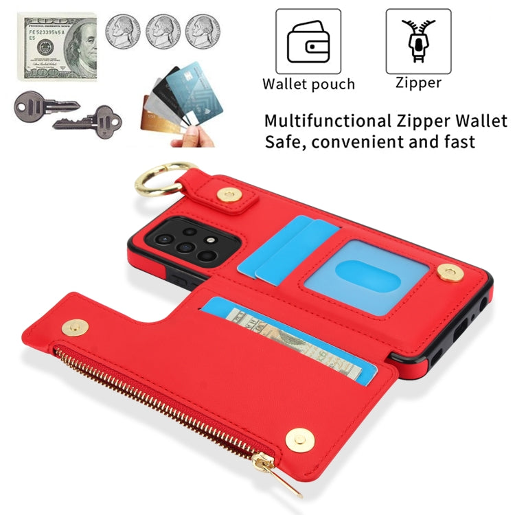 For Samsung Galaxy A72 4G / 5G RFlD Anti-theft Double Buckle Ring Zipper Card Phone Case