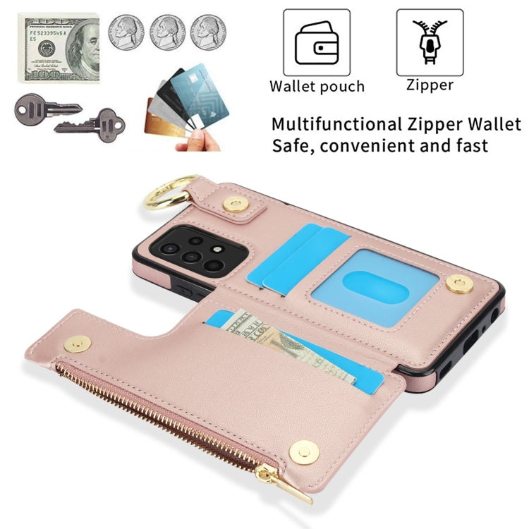 For Samsung Galaxy A72 4G / 5G RFlD Anti-theft Double Buckle Ring Zipper Card Phone Case