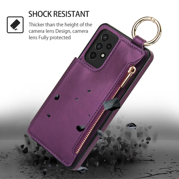 For Samsung Galaxy A72 4G / 5G RFlD Anti-theft Double Buckle Ring Zipper Card Phone Case