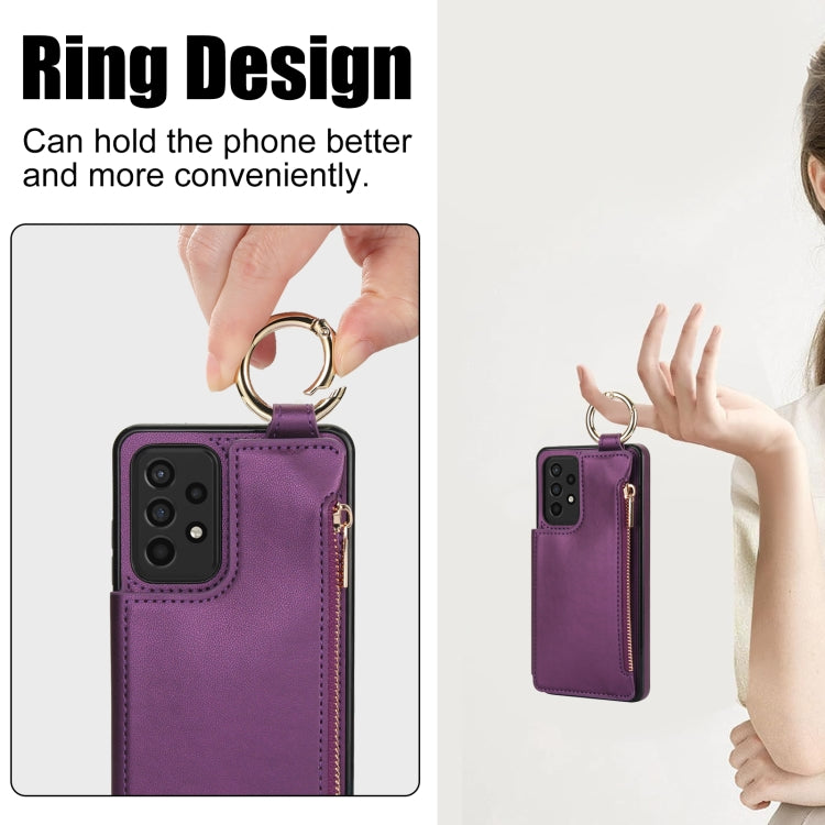 For Samsung Galaxy A72 4G / 5G RFlD Anti-theft Double Buckle Ring Zipper Card Phone Case