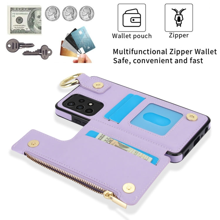 For Samsung Galaxy A72 4G / 5G RFlD Anti-theft Double Buckle Ring Zipper Card Phone Case