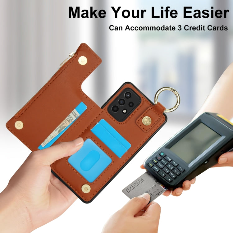 For Samsung Galaxy A72 4G / 5G RFlD Anti-theft Double Buckle Ring Zipper Card Phone Case