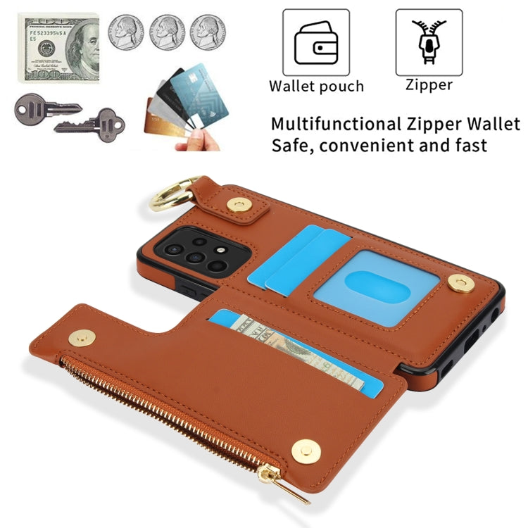 For Samsung Galaxy A72 4G / 5G RFlD Anti-theft Double Buckle Ring Zipper Card Phone Case