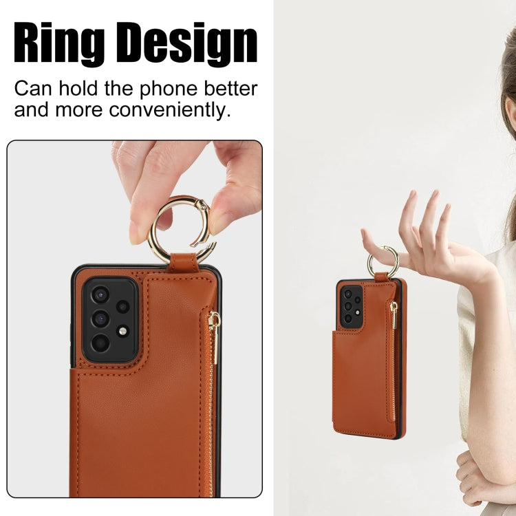 For Samsung Galaxy A72 4G / 5G RFlD Anti-theft Double Buckle Ring Zipper Card Phone Case