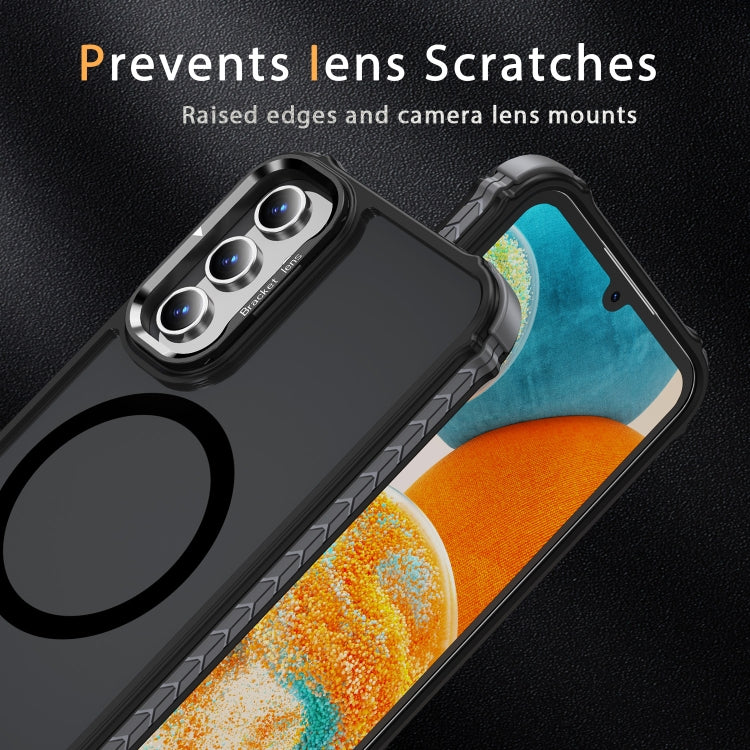 For Samsung Galaxy A15 Rainbow Series Skin Feel MagSafe Lens Holder Phone Case