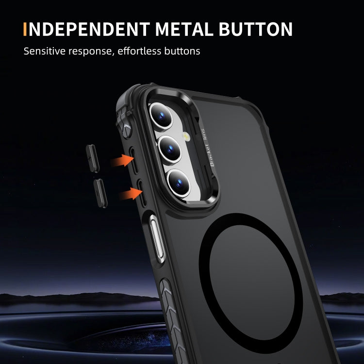 For Samsung Galaxy A15 Rainbow Series Skin Feel MagSafe Lens Holder Phone Case
