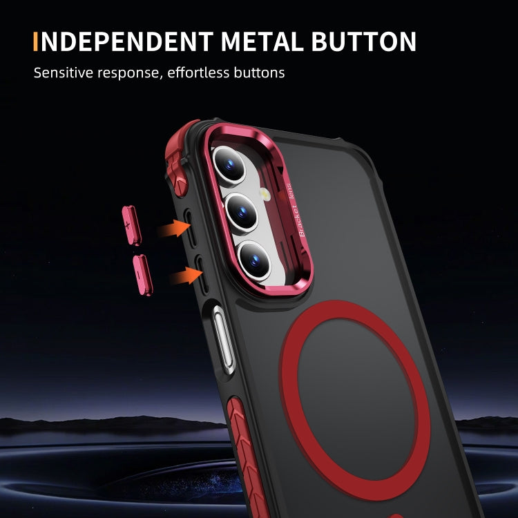 For Samsung Galaxy A15 Rainbow Series Skin Feel MagSafe Lens Holder Phone Case